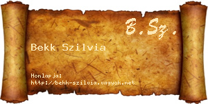 Bekk Szilvia névjegykártya